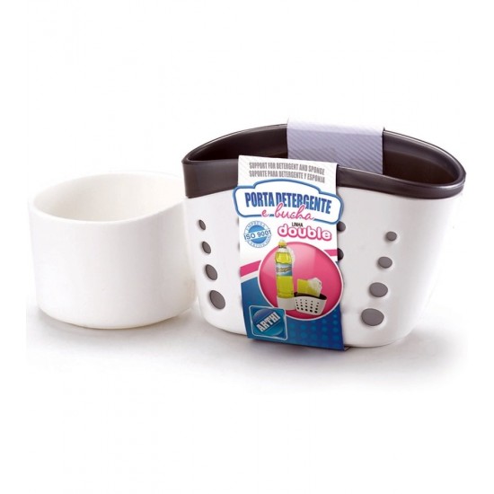 Porta Detergente E Bucha Double Branco 18cm